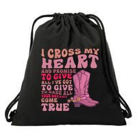 I Cross My Heart And Promise Drawstring Bag