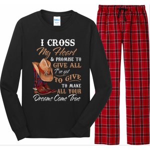 I Cross My Heart Promise To Give All Cowboy Cowgirl Long Sleeve Pajama Set