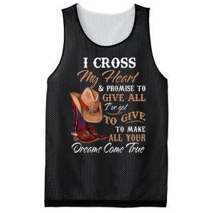 I Cross My Heart Promise To Give All Cowboy Cowgirl Mesh Reversible Basketball Jersey Tank