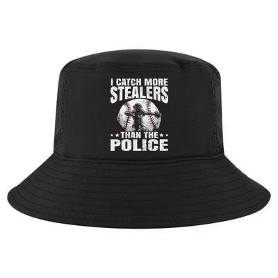 I Catch More Stealers Than The Police Funny Baseball Catcher Cool Comfort Performance Bucket Hat