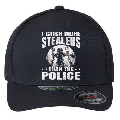 I Catch More Stealers Than The Police Funny Baseball Catcher Flexfit Unipanel Trucker Cap