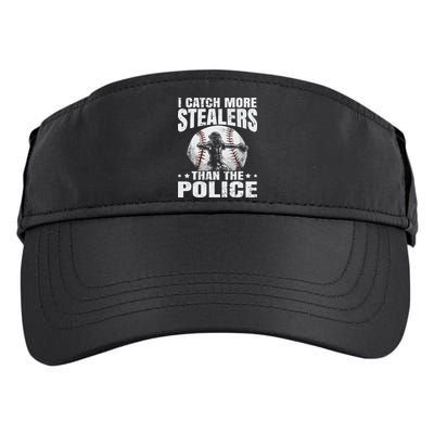 I Catch More Stealers Than The Police Funny Baseball Catcher Adult Drive Performance Visor