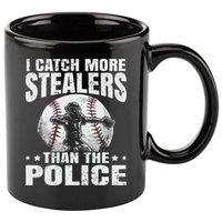I Catch More Stealers Than The Police Funny Baseball Catcher 11oz C Handle Ceramic Mug