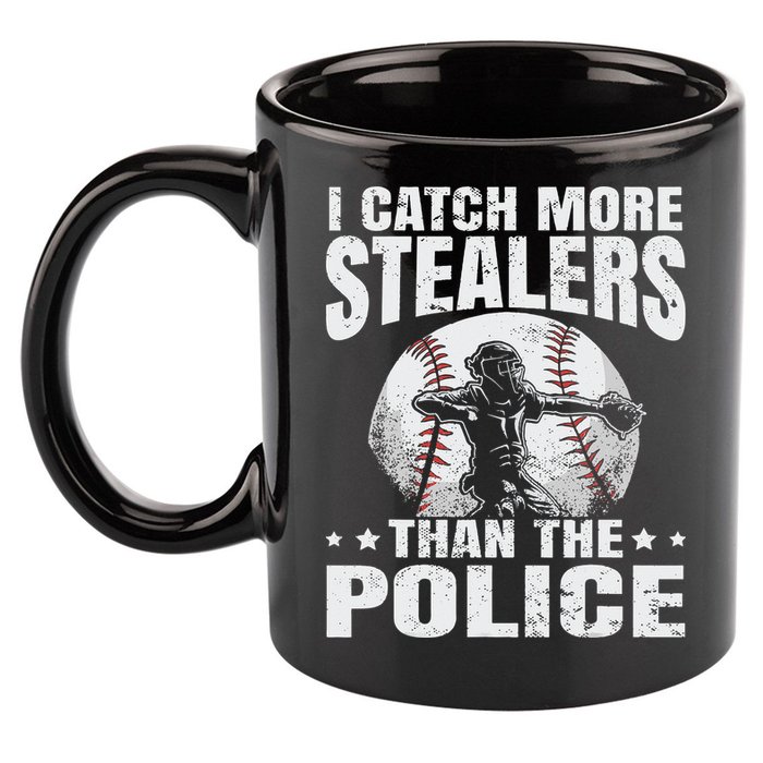 I Catch More Stealers Than The Police Funny Baseball Catcher 11oz C Handle Ceramic Mug