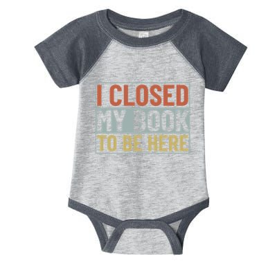 I Closed My Book To Be Here Reading Fan Infant Baby Jersey Bodysuit