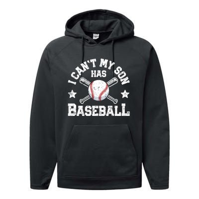 I Can't My Son Has Baseball Hoodie Mom Catcher Tee Performance Fleece Hoodie