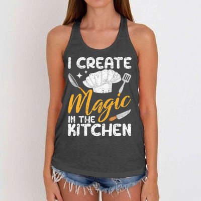 I Create Magic In The Kitchen Funny Cooking Foodie Chef Cook Women's Knotted Racerback Tank