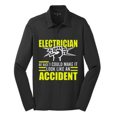 I Could Make It Look Like An Accident Electrician Silk Touch Performance Long Sleeve Polo