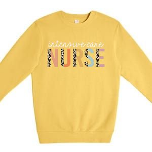 Intensive Care Nurse Leopard Print Icu Nursing School Gift Premium Crewneck Sweatshirt