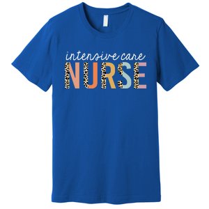 Intensive Care Nurse Leopard Print Icu Nursing School Gift Premium T-Shirt