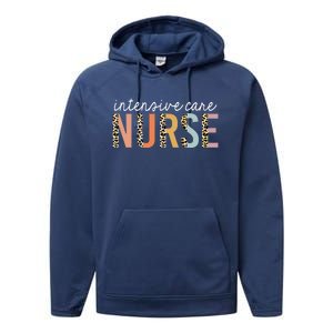 Intensive Care Nurse Leopard Print Icu Nursing School Gift Performance Fleece Hoodie