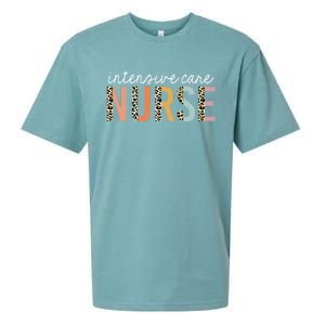 Intensive Care Nurse Leopard Print Icu Nursing School Gift Sueded Cloud Jersey T-Shirt