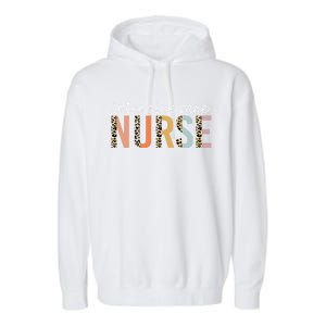 Intensive Care Nurse Leopard Print Icu Nursing School Gift Garment-Dyed Fleece Hoodie