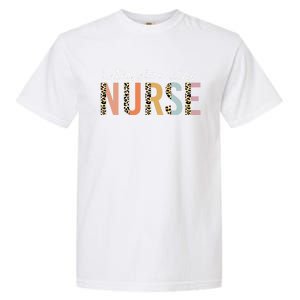 Intensive Care Nurse Leopard Print Icu Nursing School Gift Garment-Dyed Heavyweight T-Shirt