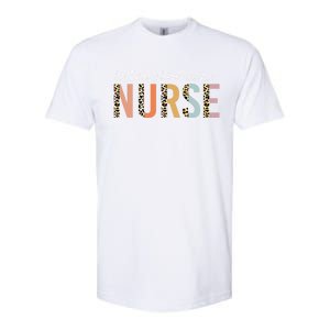 Intensive Care Nurse Leopard Print Icu Nursing School Gift Softstyle CVC T-Shirt