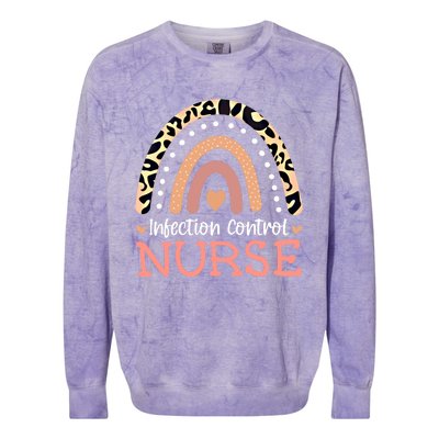 Infection Control Nurse Leopard Rainbow Appreciation Gift Colorblast Crewneck Sweatshirt