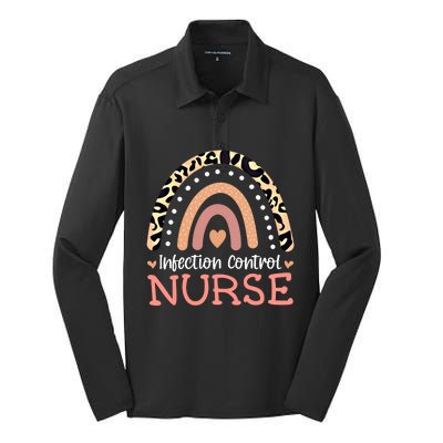 Infection Control Nurse Leopard Rainbow Appreciation Gift Silk Touch Performance Long Sleeve Polo