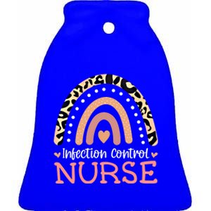 Infection Control Nurse Leopard Rainbow Appreciation Gift Ceramic Bell Ornament