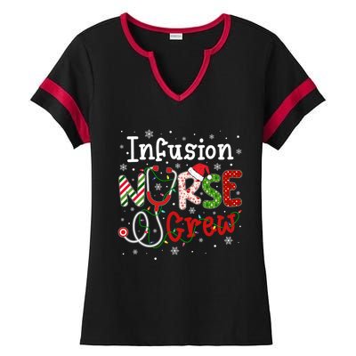 Infusion Christmas Nurse Crew Nursing Christmas Pattern Funny Gift Ladies Halftime Notch Neck Tee