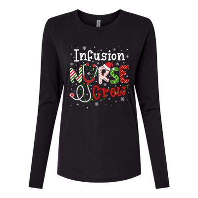 Infusion Christmas Nurse Crew Nursing Christmas Pattern Funny Gift Womens Cotton Relaxed Long Sleeve T-Shirt