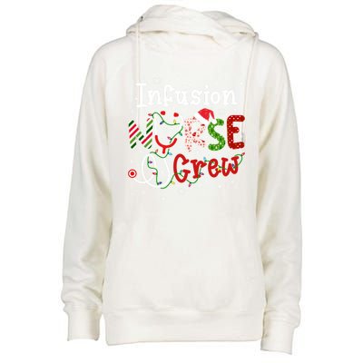 Infusion Christmas Nurse Crew Nursing Christmas Pattern Funny Gift Womens Funnel Neck Pullover Hood