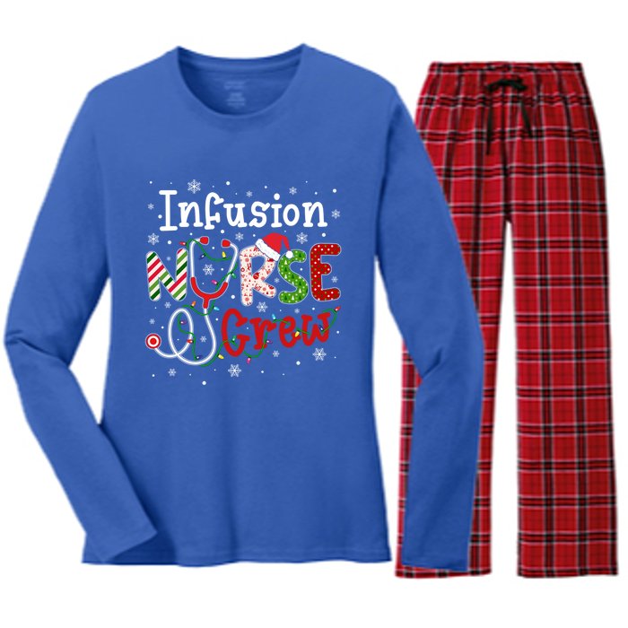 Infusion Christmas Nurse Crew Nursing Christmas Pattern Funny Gift Women's Long Sleeve Flannel Pajama Set 