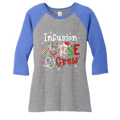 Infusion Christmas Nurse Crew Nursing Christmas Pattern Funny Gift Women's Tri-Blend 3/4-Sleeve Raglan Shirt