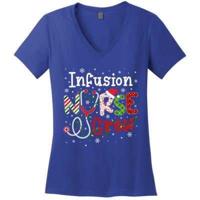 Infusion Christmas Nurse Crew Nursing Christmas Pattern Funny Gift Women's V-Neck T-Shirt