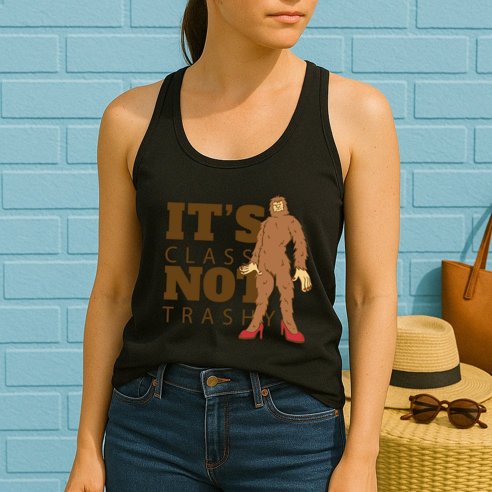 It's Class Not Trashy Fashion Funny Bigfoot Womens Tank Top