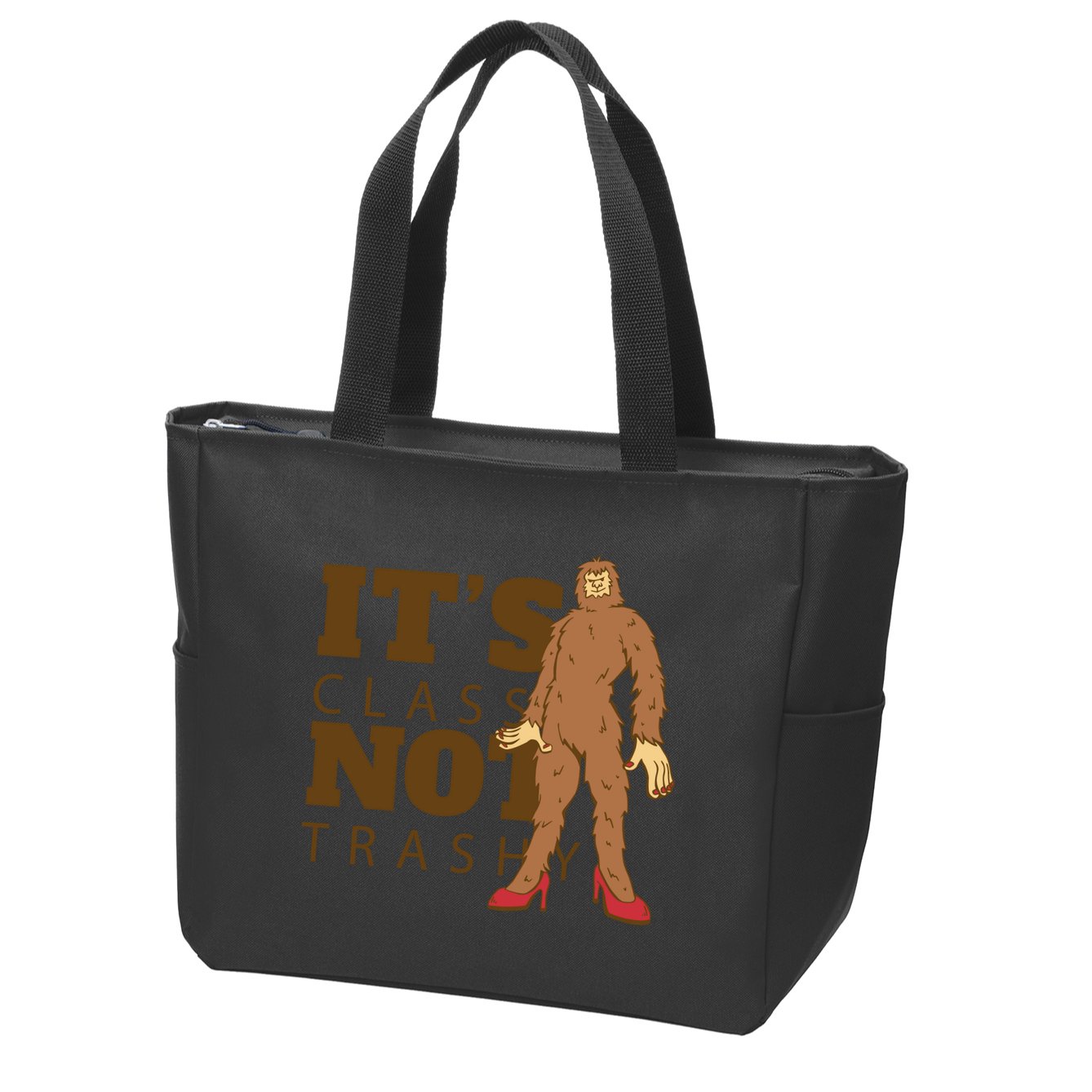 It's Class Not Trashy Fashion Funny Bigfoot Zip Tote Bag