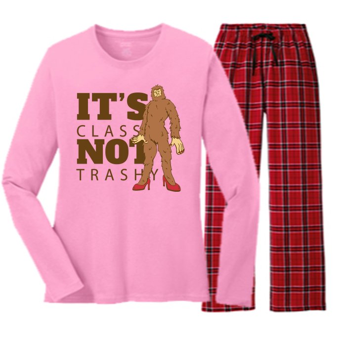 It's Class Not Trashy Fashion Funny Bigfoot Women's Long Sleeve Flannel Pajama Set 