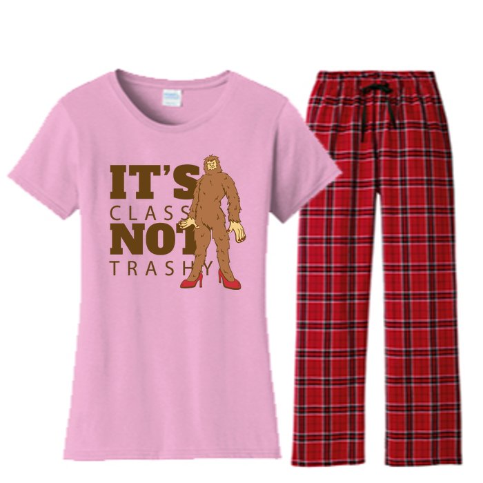 It's Class Not Trashy Fashion Funny Bigfoot Women's Flannel Pajama Set