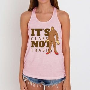 It's Class Not Trashy Fashion Funny Bigfoot Women's Knotted Racerback Tank