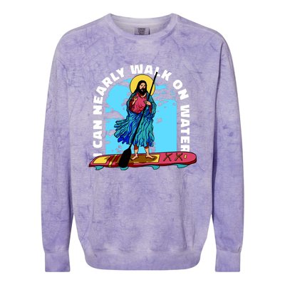 I Can Nearly Walk On Water Jesus Christ Colorblast Crewneck Sweatshirt