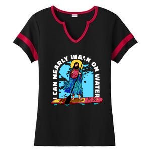 I Can Nearly Walk On Water Jesus Christ Ladies Halftime Notch Neck Tee