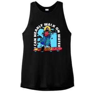 I Can Nearly Walk On Water Jesus Christ Ladies PosiCharge Tri-Blend Wicking Tank