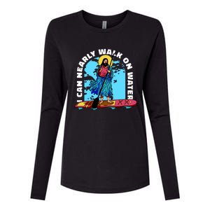 I Can Nearly Walk On Water Jesus Christ Womens Cotton Relaxed Long Sleeve T-Shirt