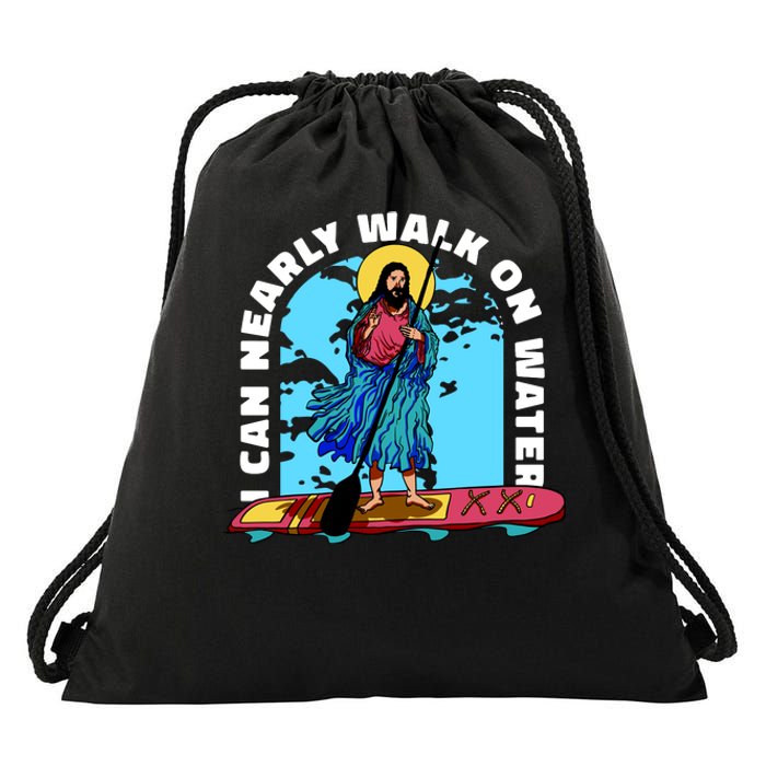 I Can Nearly Walk On Water Jesus Christ Drawstring Bag