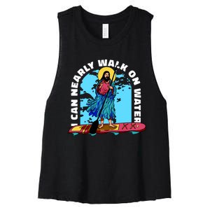 I Can Nearly Walk On Water Jesus Christ Women's Racerback Cropped Tank