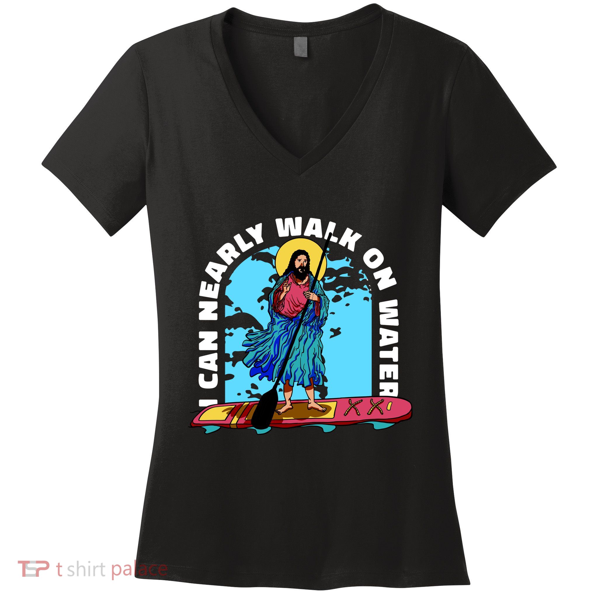 I Can Nearly Walk On Water Jesus Christ Women's V-Neck T-Shirt