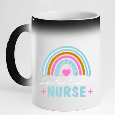 Infection Control Nurse Rainbow Retro Style Meaningful Gift 11oz Black Color Changing Mug