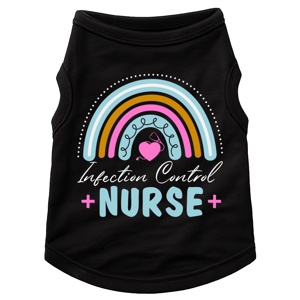 Infection Control Nurse Rainbow Retro Style Great Gift Doggie Tank
