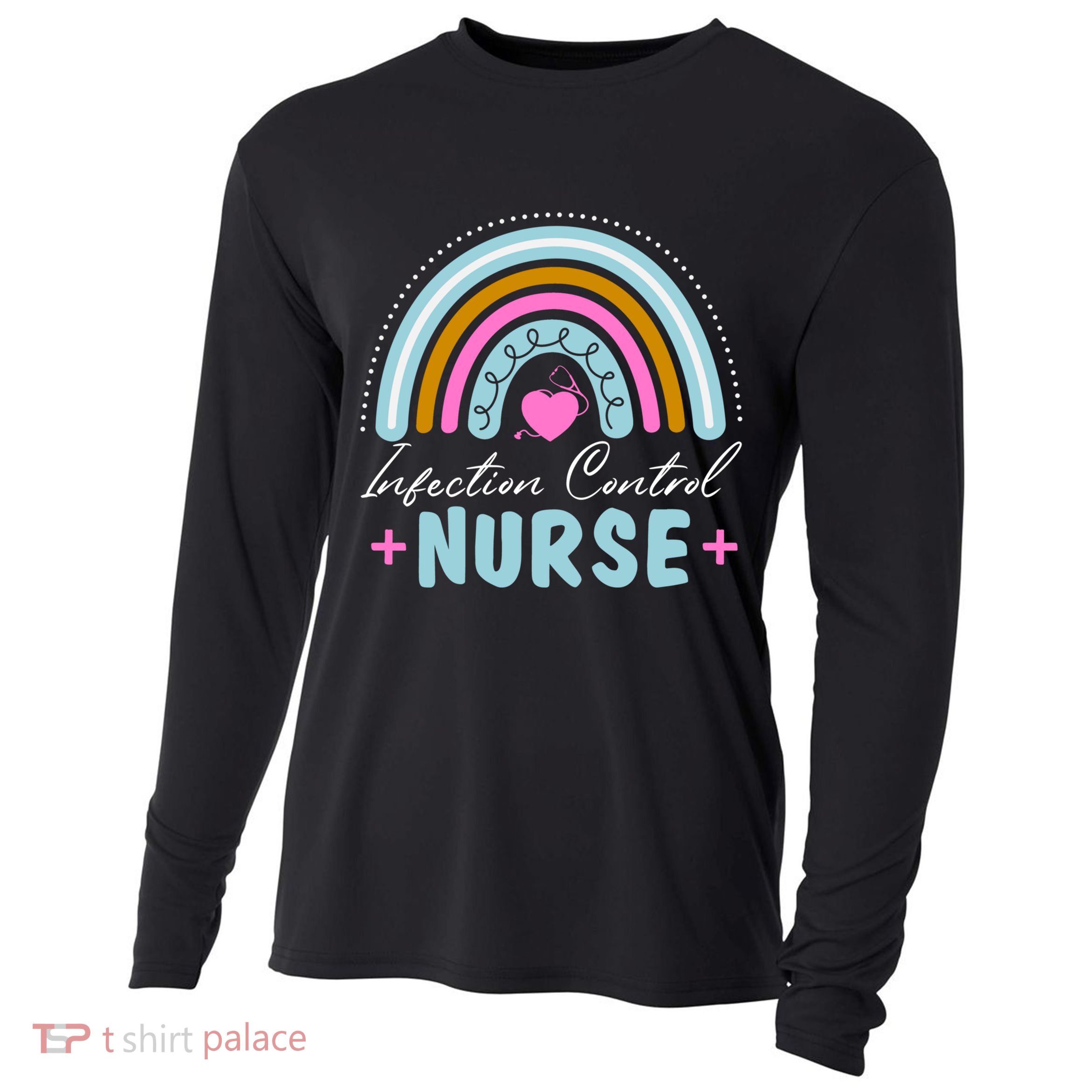 Infection Control Nurse Rainbow Retro Style Great Gift Cooling Performance Long Sleeve Crew