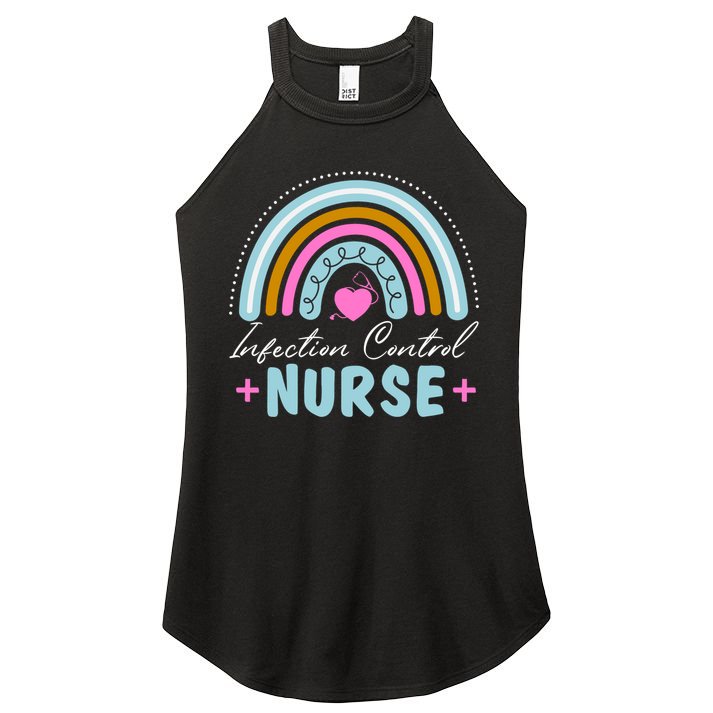 Infection Control Nurse Rainbow Retro Style Great Gift Women's Perfect Tri Rocker Tank