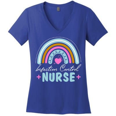 Infection Control Nurse Rainbow Retro Style Great Gift Women's V-Neck T-Shirt