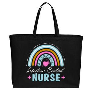 Infection Control Nurse Rainbow Retro Style Great Gift Cotton Canvas Jumbo Tote