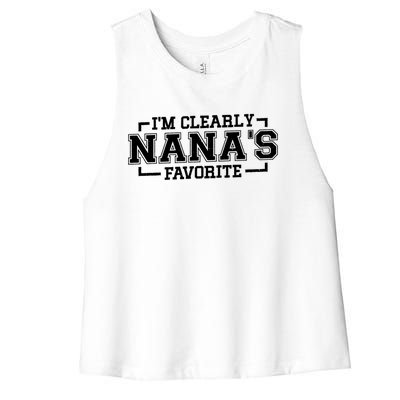 Im Clearly Nanas Favorite Grandson Granddaughter Grandma Gift Women's Racerback Cropped Tank