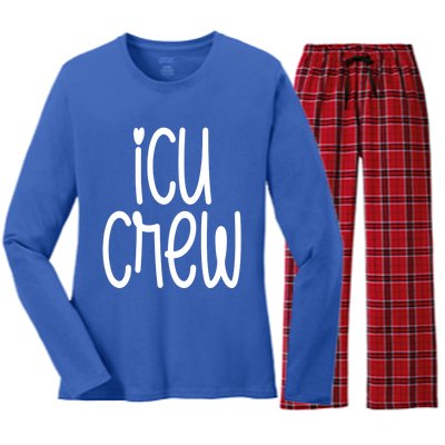 Icu Crew Nurse Nursing Intensive Care Unit Rn Gift Women's Long Sleeve Flannel Pajama Set 