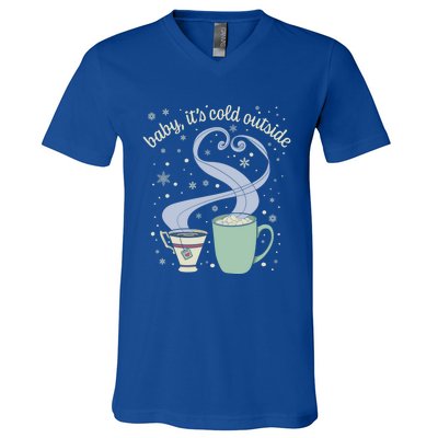 ItS Cold Outside Holiday Christmas Winter Tea Cocoa Gift V-Neck T-Shirt