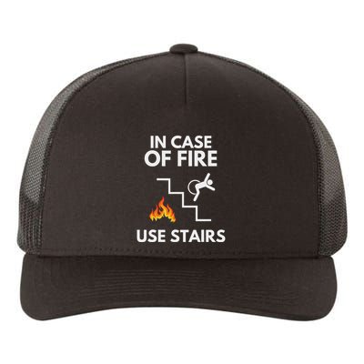 In Case Of Fire Use Stairs Funny Disabled Wheelchair Yupoong Adult 5-Panel Trucker Hat